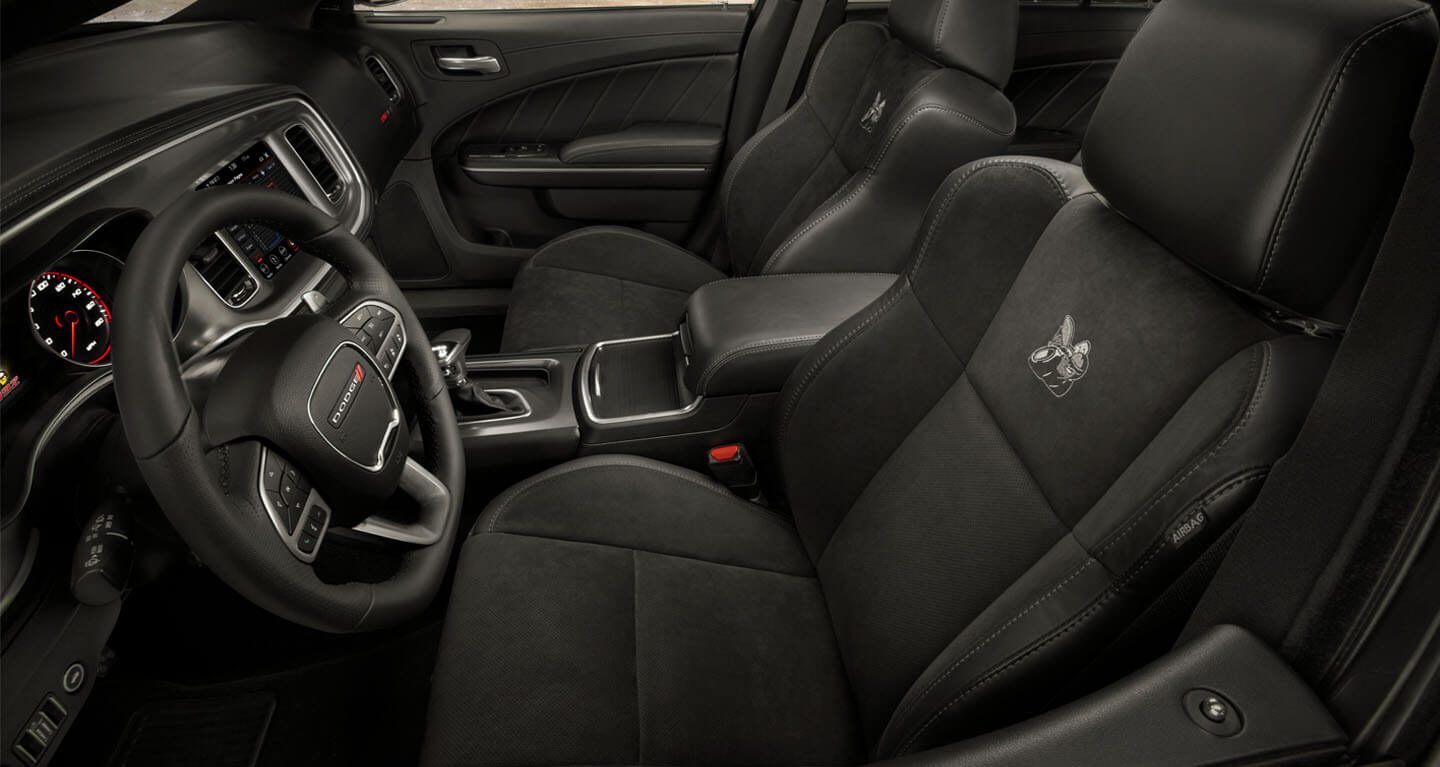 2020 Dodge Charger Black Interior Front Seating Side View